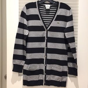 LACOSTE 🐊 Double Overlay Black & Gray Cardigan